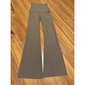SKIMS Ribbed Wide Leg Lounge Pants High Waist Flare Olive Small Small